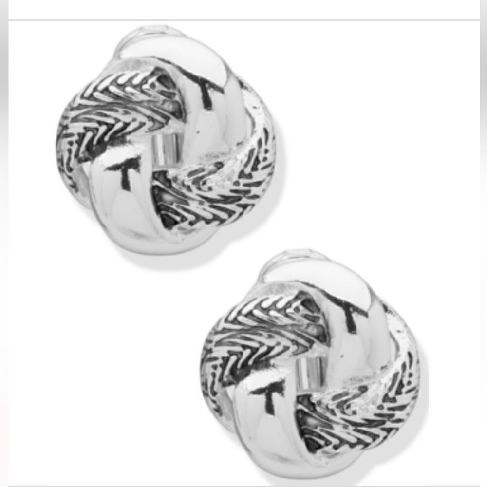 NWT Anne Klein Silver-Tone Etched Knot Clip-on Earrings